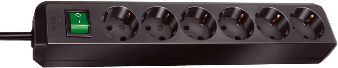 Brennenstuhl 1159500400 Eco-Line cu întrerupător cu 6 căi negru 3 m H05VV-F 3G1.5