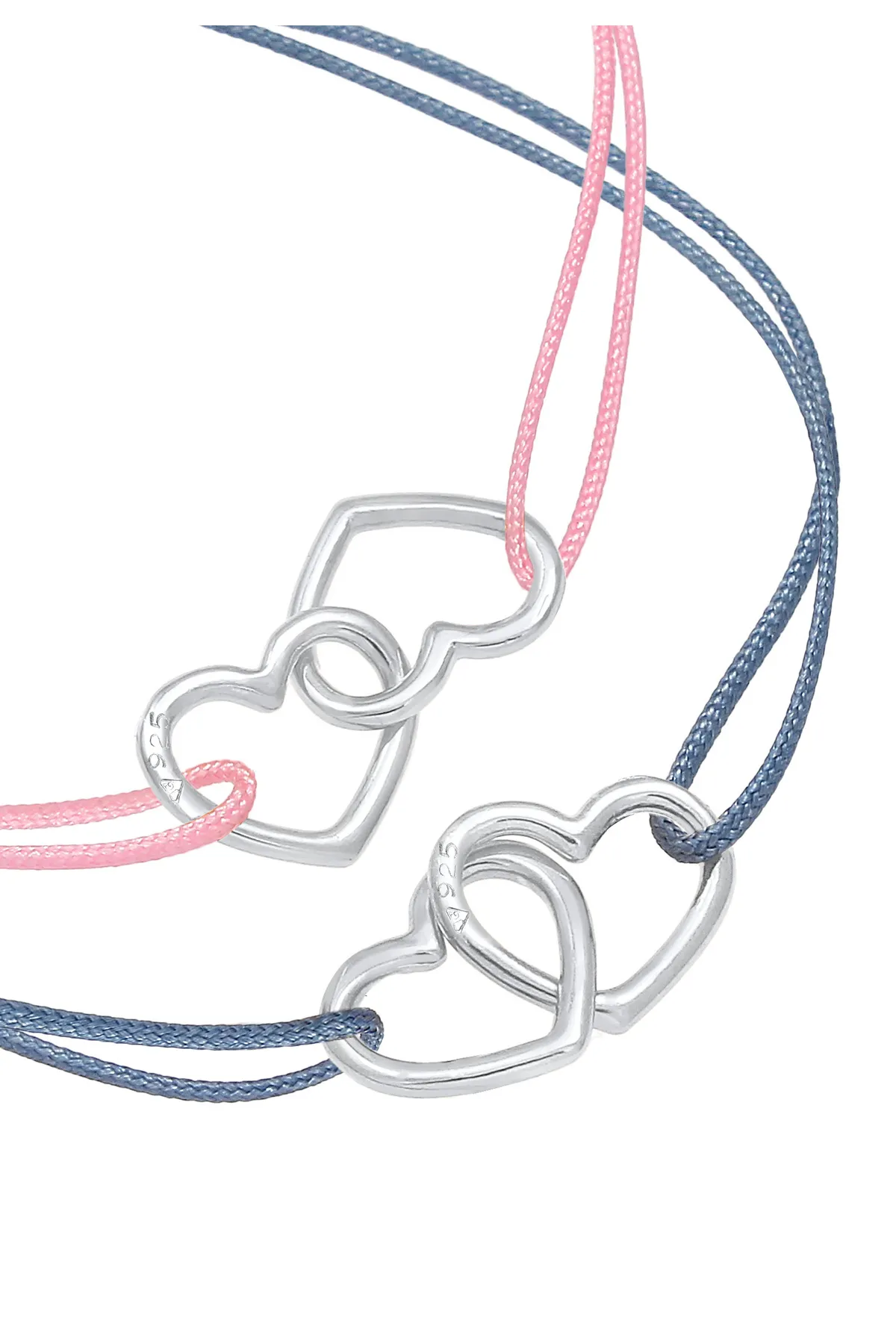 ELLI  Armband Kinder Herzen Nylon Bändchen 2er Set 925 Silber