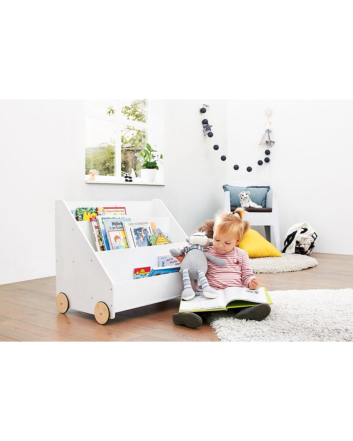 Bücherregal Lasse mit Rollen, weiß