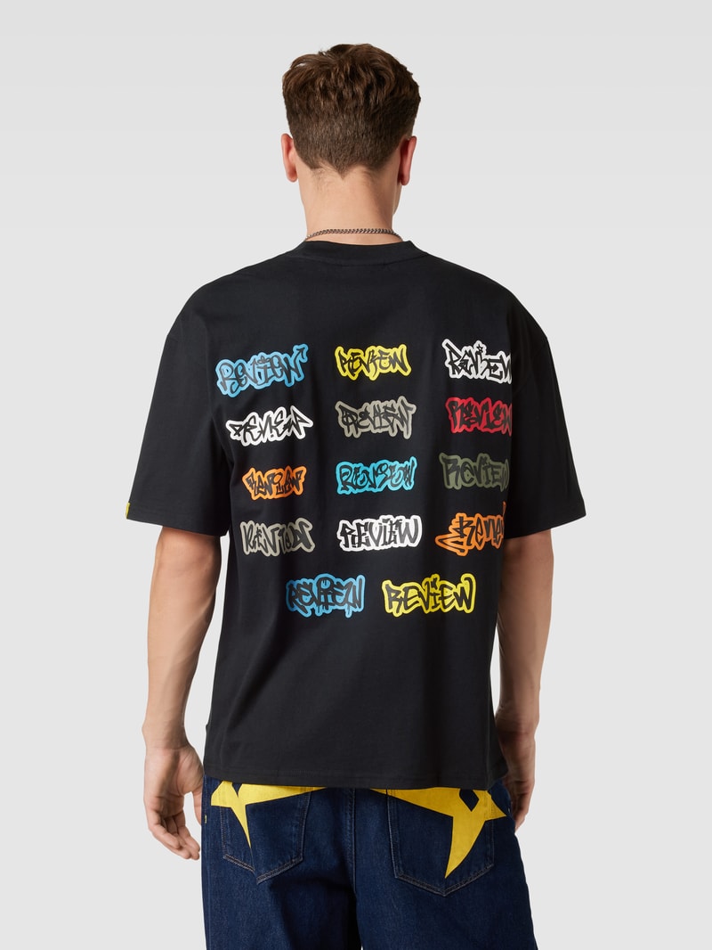 T-Shirt mit Label-Print in schwarz