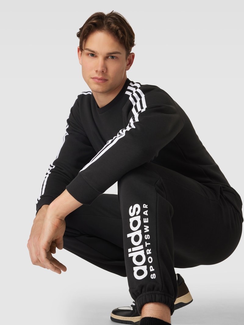 Sweatshirt mit labeltypischen Galonstreifen in schwarz