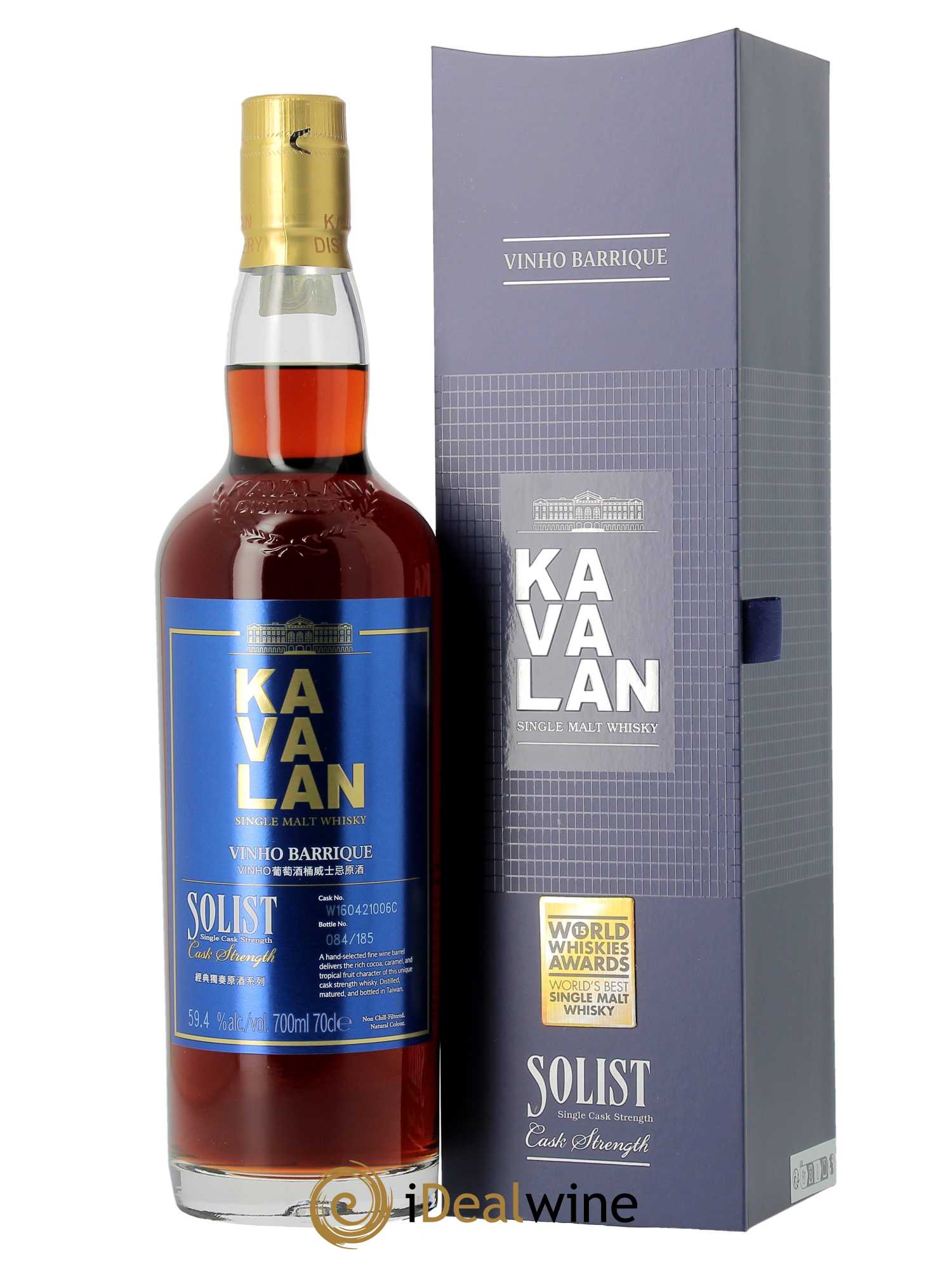 Whisky Kavalan Solist Vinho Barrique (70cl)  - Lot de 1 Bouteille