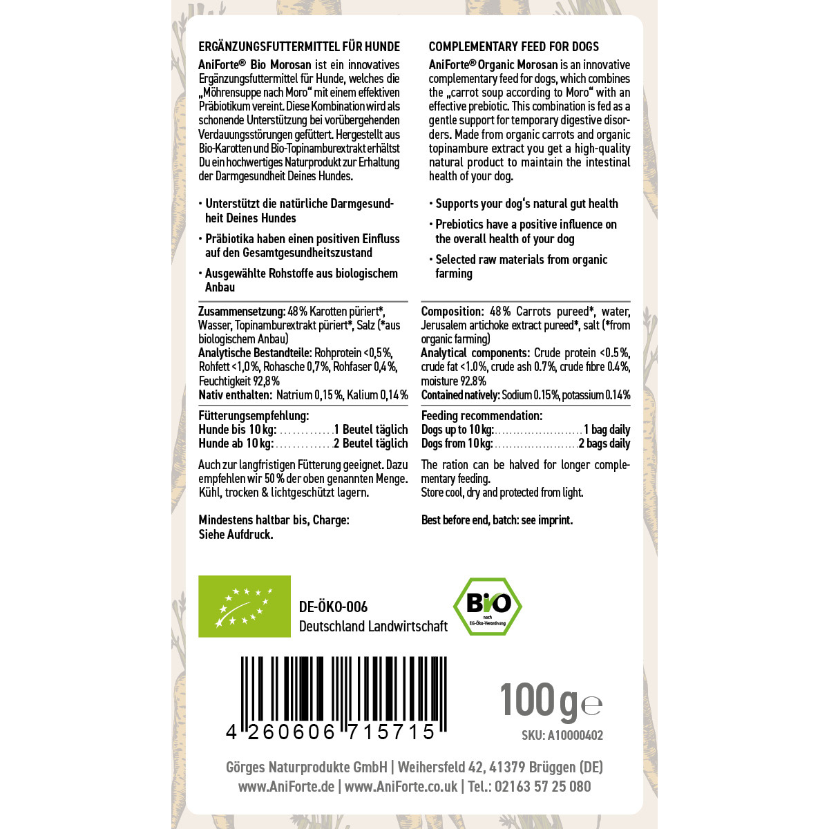 Aniforte Ergänzungsfutter & Aufzucht Aniforte Bio Morosan 6 x 100g