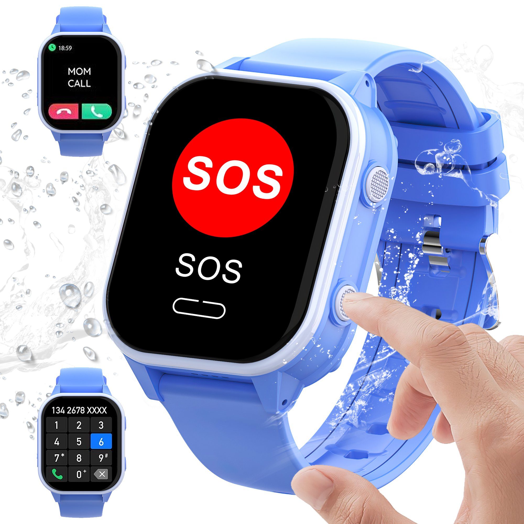 Tisoutec Kinder Smartwatch Telefon,Anrufe,Nachrichten,SOS-Funktion, Smartwatch (1.85 cm), Touchscreen Kinder Smartwatch, Smartwatch Telefon für Kinder - 4G, Kamera,telefonieren, SMS empfangen