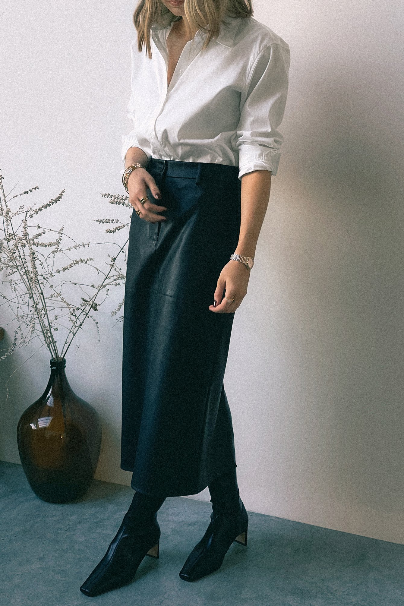PU-Rock mit hoher Taille