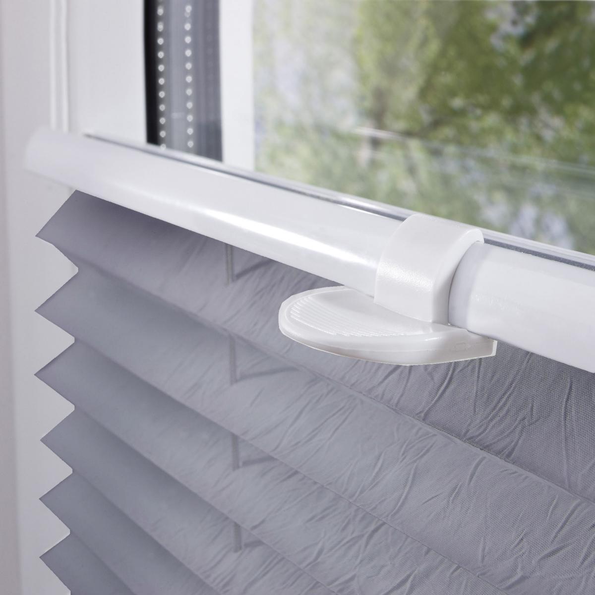 Bella Casa Klemmfix Plissee verspant, Fensterdekoration, verdunkelnd, 80 x 130 cm grau