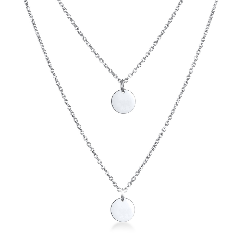Elli Elli Collier Pendentif femme plaque geographique en argent massif 925 collier
