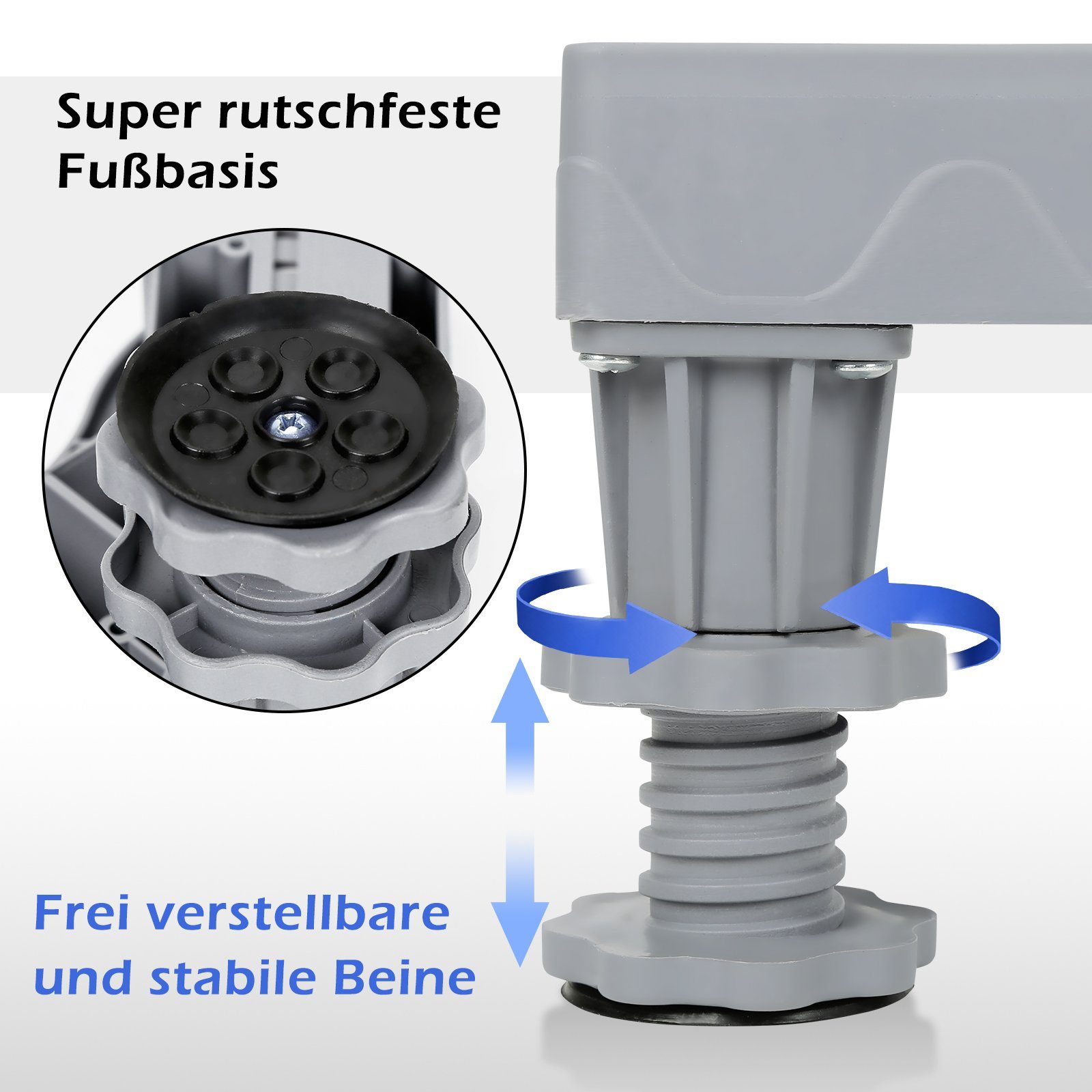 TolleTour Untergestell Waschmaschinen Untergestell Einstellbare 8 Beine+4 Räder/4 Beine