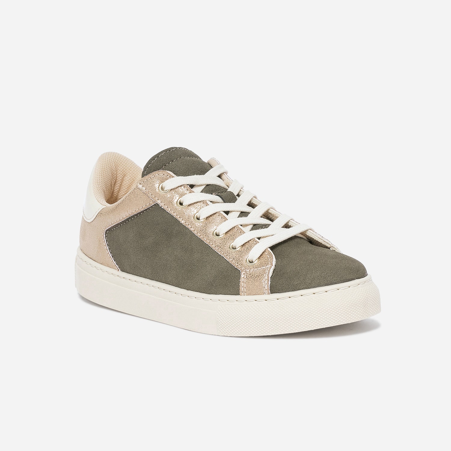 Tennis TEXTO kaki, beige et dorée