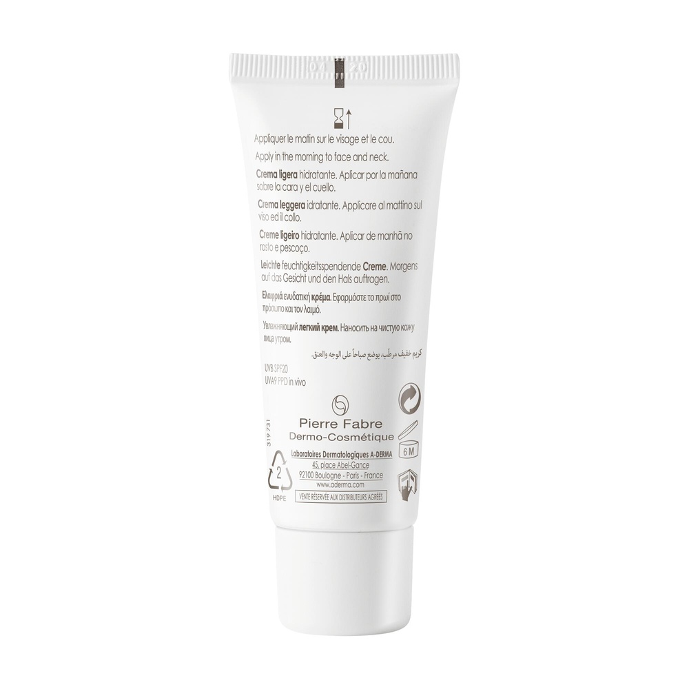A-Derma Hydralba UV 20 Emulsion Légère 40 ml Crème hydratante