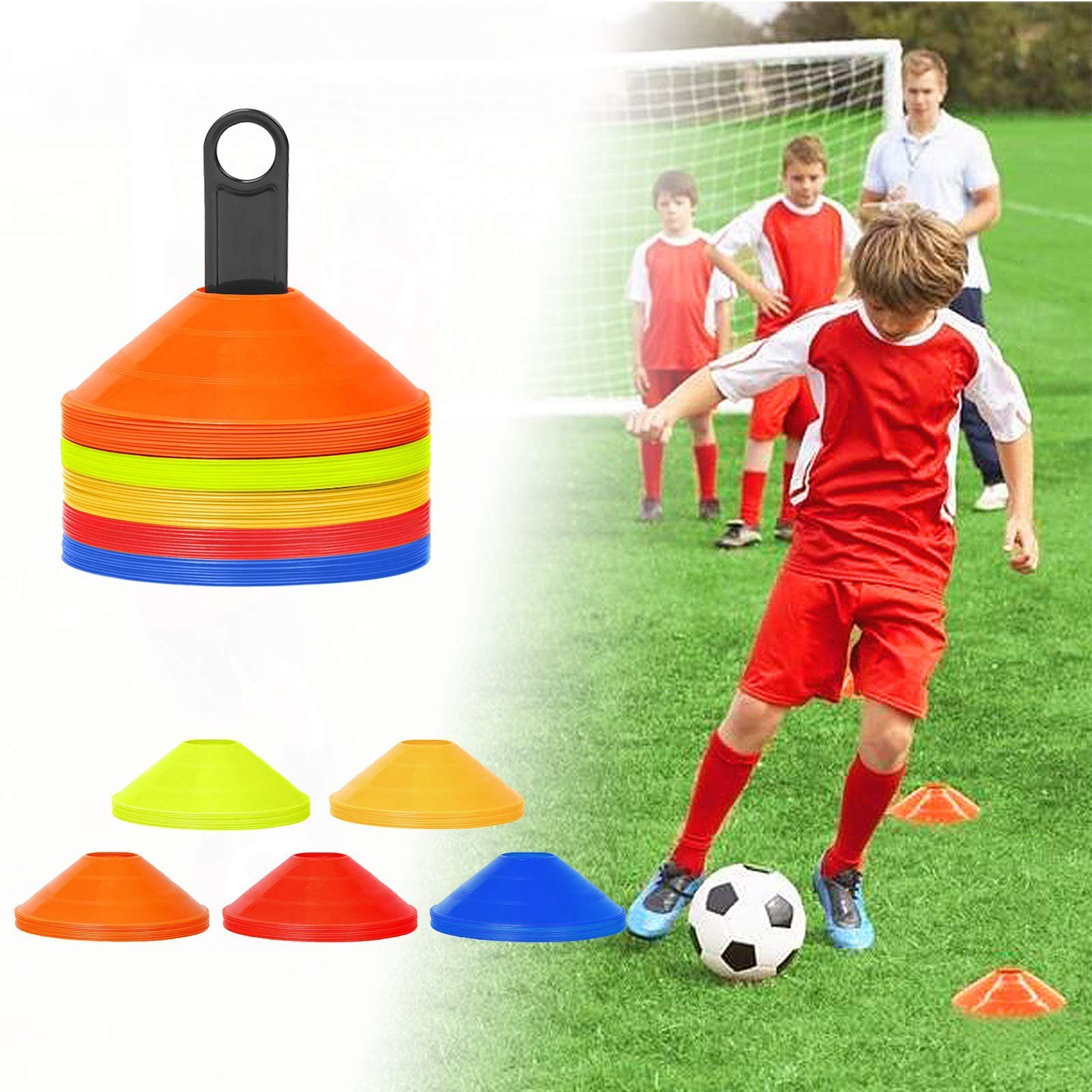 AUFUN Hürde Markierungshütchen Fussball Hütchen (50 St), Fußball Koordination
