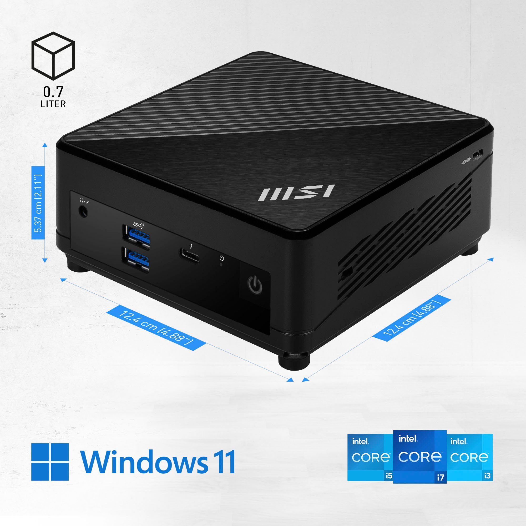 MSI CUBI 5 12M-021BDE Mini-PC (Intel Core i5 1255U, Iris® Xe Graphics, Luftkühlung)