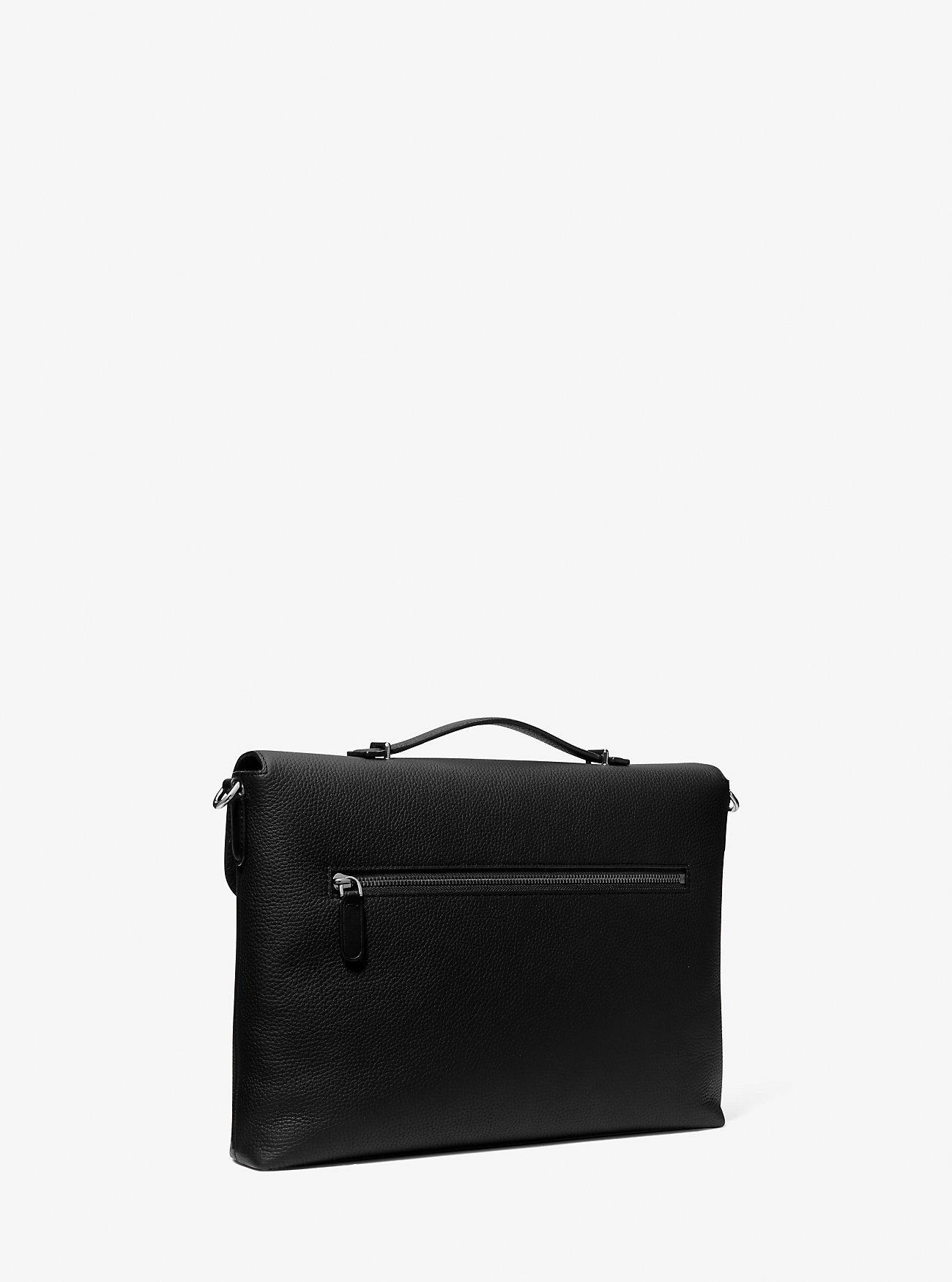 Hudson Pebbled Leather Briefcase - BLACK