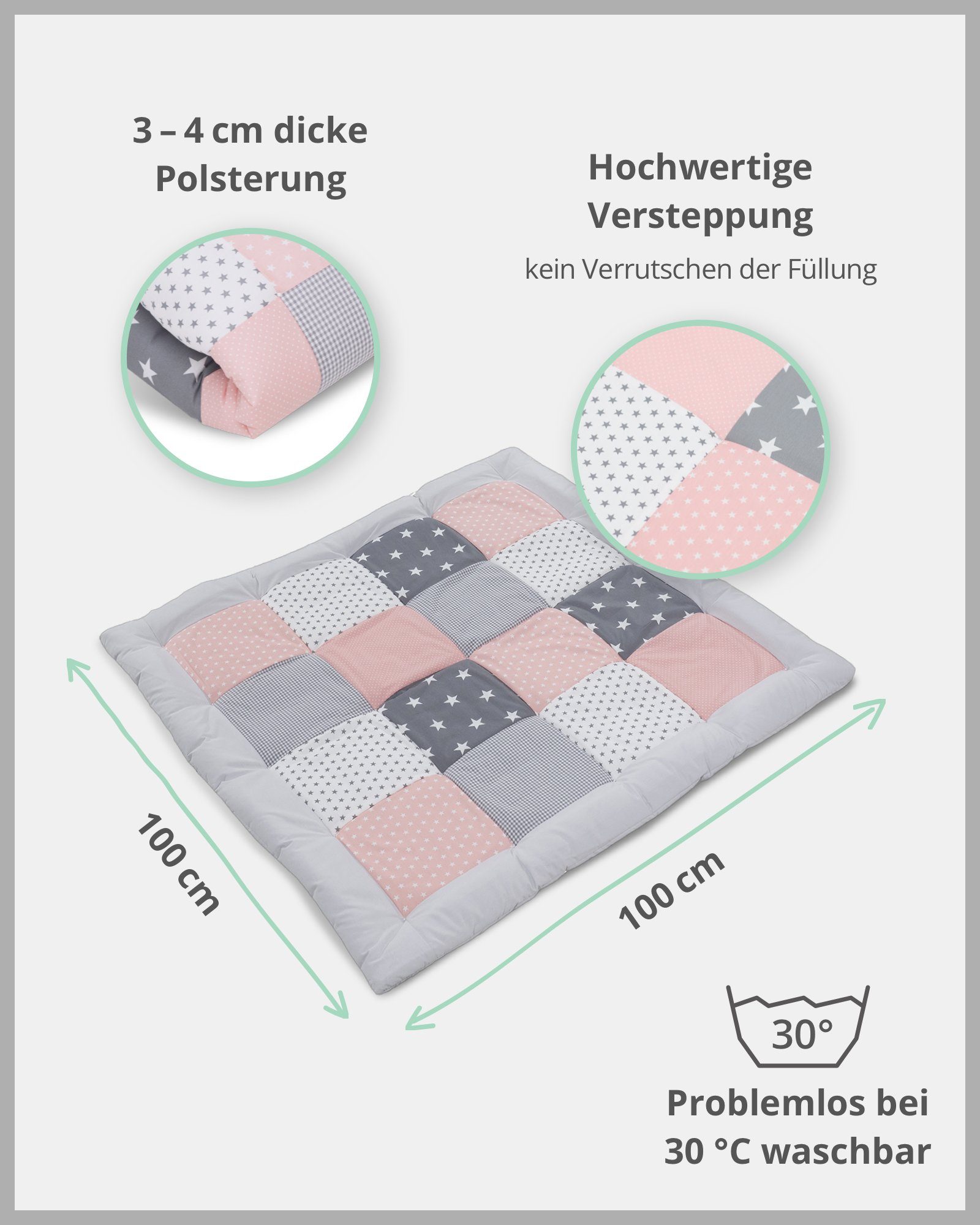 Krabbeldecke Baby Krabbeldecke 100x100 cm 
