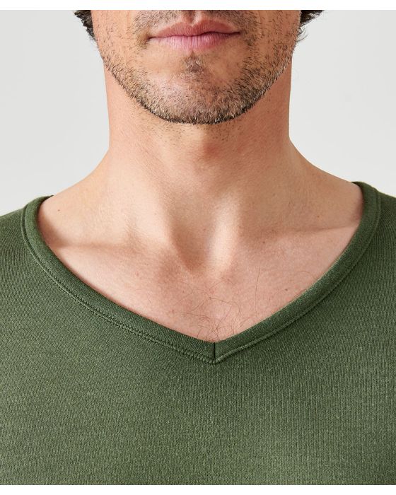 Tee-shirt col V, maille interlock Thermolactyl