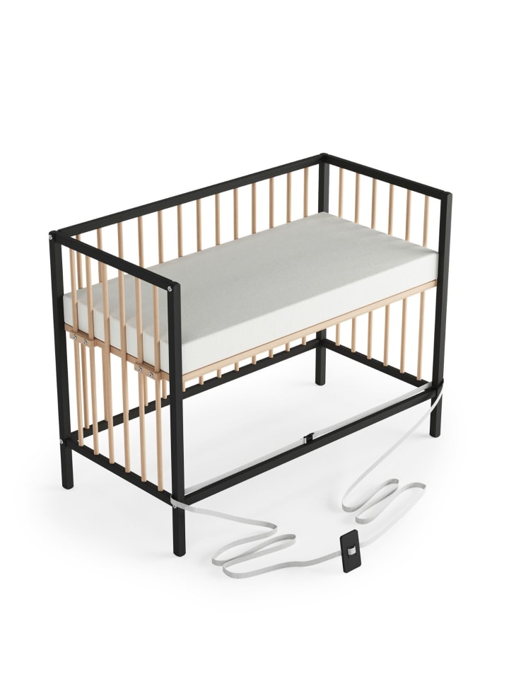 Sämann Beistellbett mit Matratze & Umbauseite - schwarz/natur - Dreamy 4 in 1 Bett günstig kaufen 60x120 cm