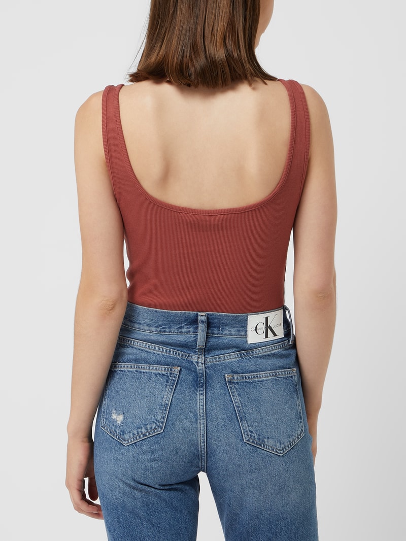 Tanktop mit Logo-Stickerei  in terrakotta