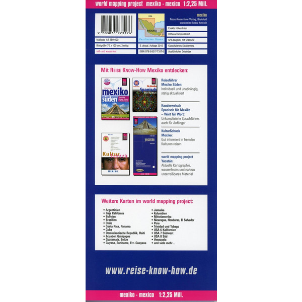 Reise Know-How Landkarte Mexiko 1 : 2.250.000 - Straßenkarte