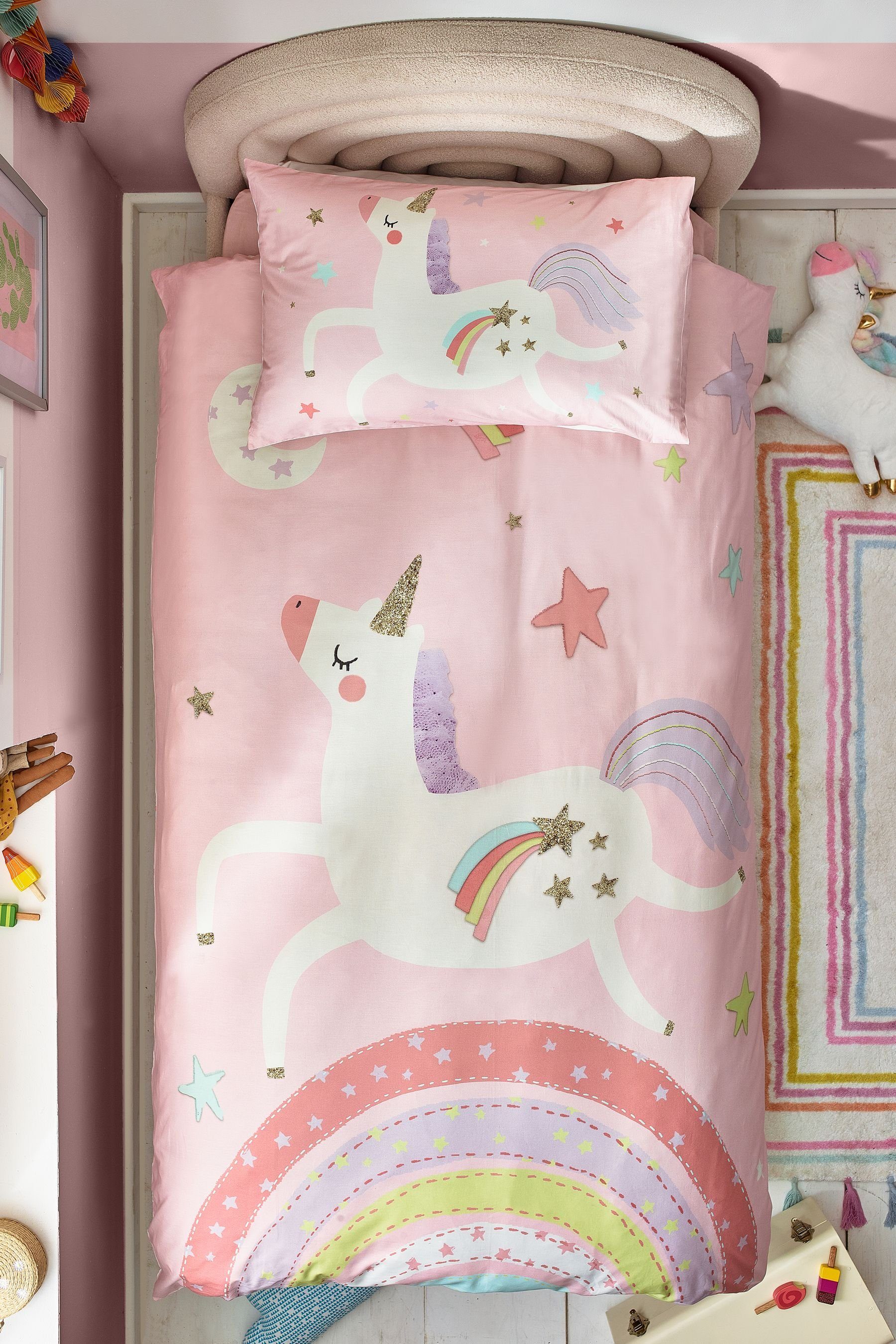 Bett-Set, Bettgarnitur, Einhorn-Print, Next, Bezug: Baumwolle