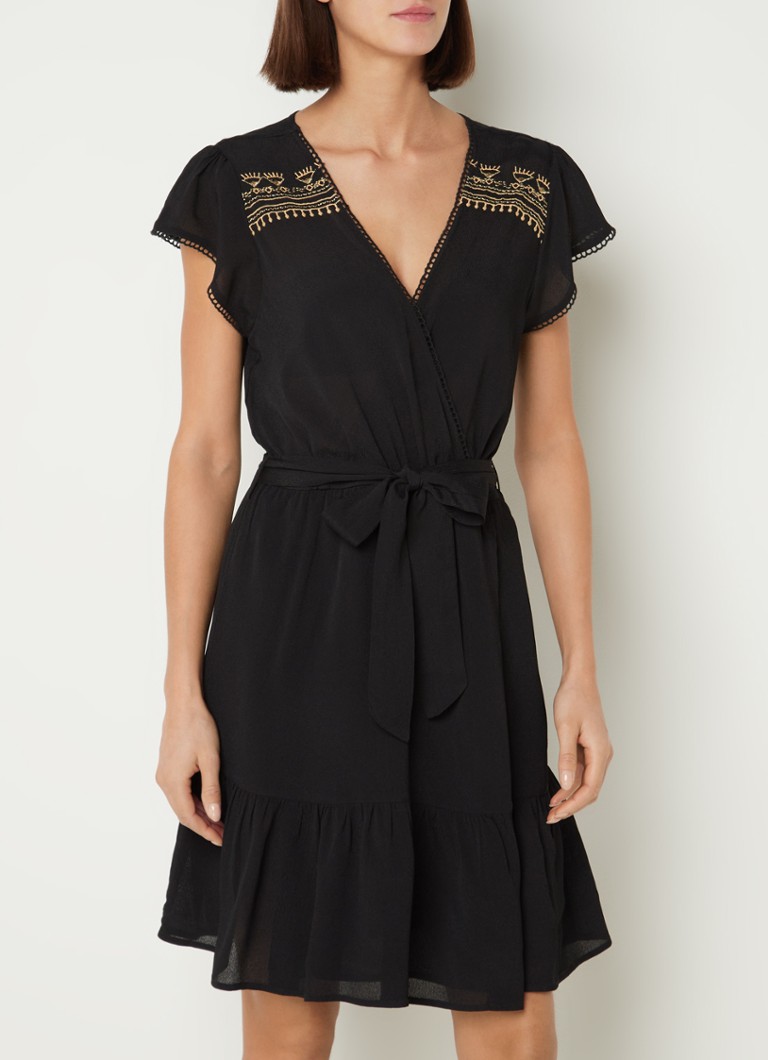 Rochie-tunic Aaiko Rami din crep cu fundă în talie.