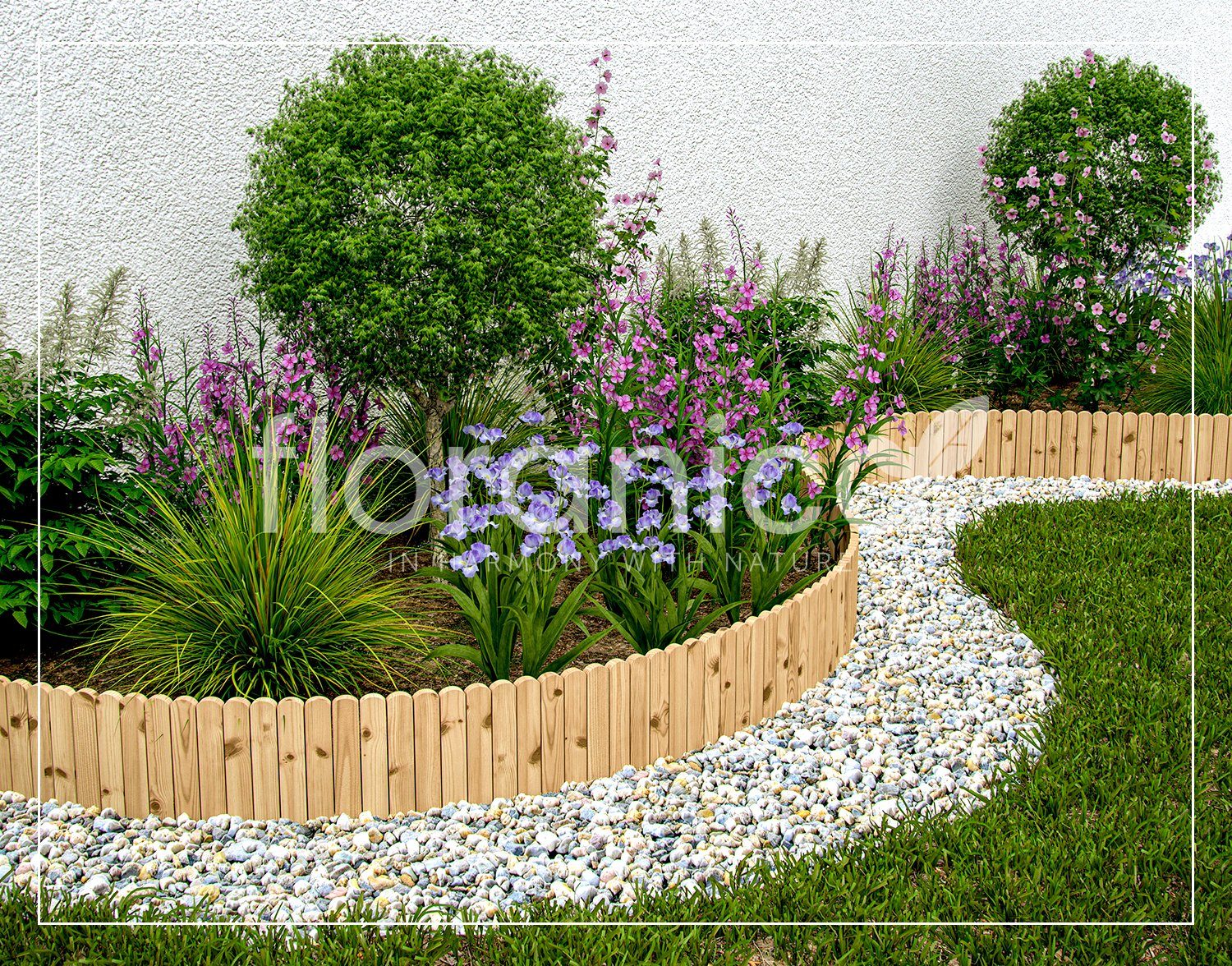 Floranica Beetbegrenzung, Rollborder Flexibler Holzzaun 203cm (kürzbar) Höhe: 10cm Unbehandelt