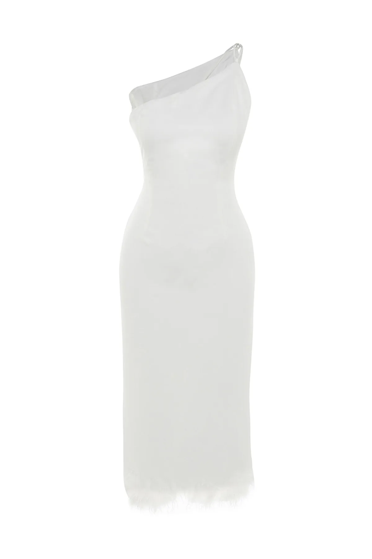Trendyol Collection  Ecru, figurbetontes, gewebtes Otriche-Brautabendkleid TPRSS23EL00254