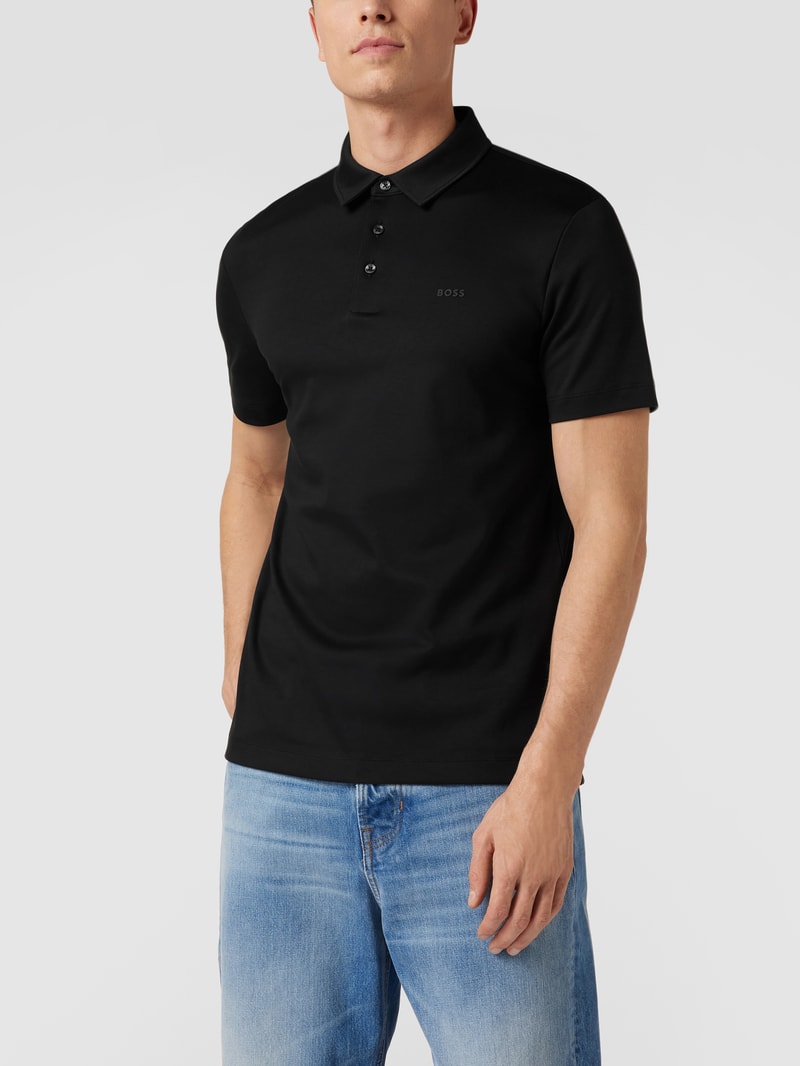 Poloshirt mit Brand-Schriftzug in schwarz