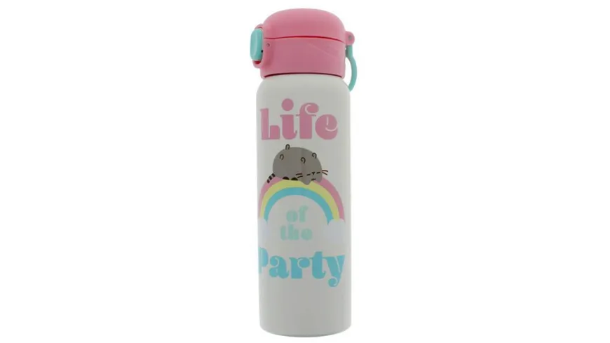Pusheen Trinkflasche mit Deckel + Röhrchen