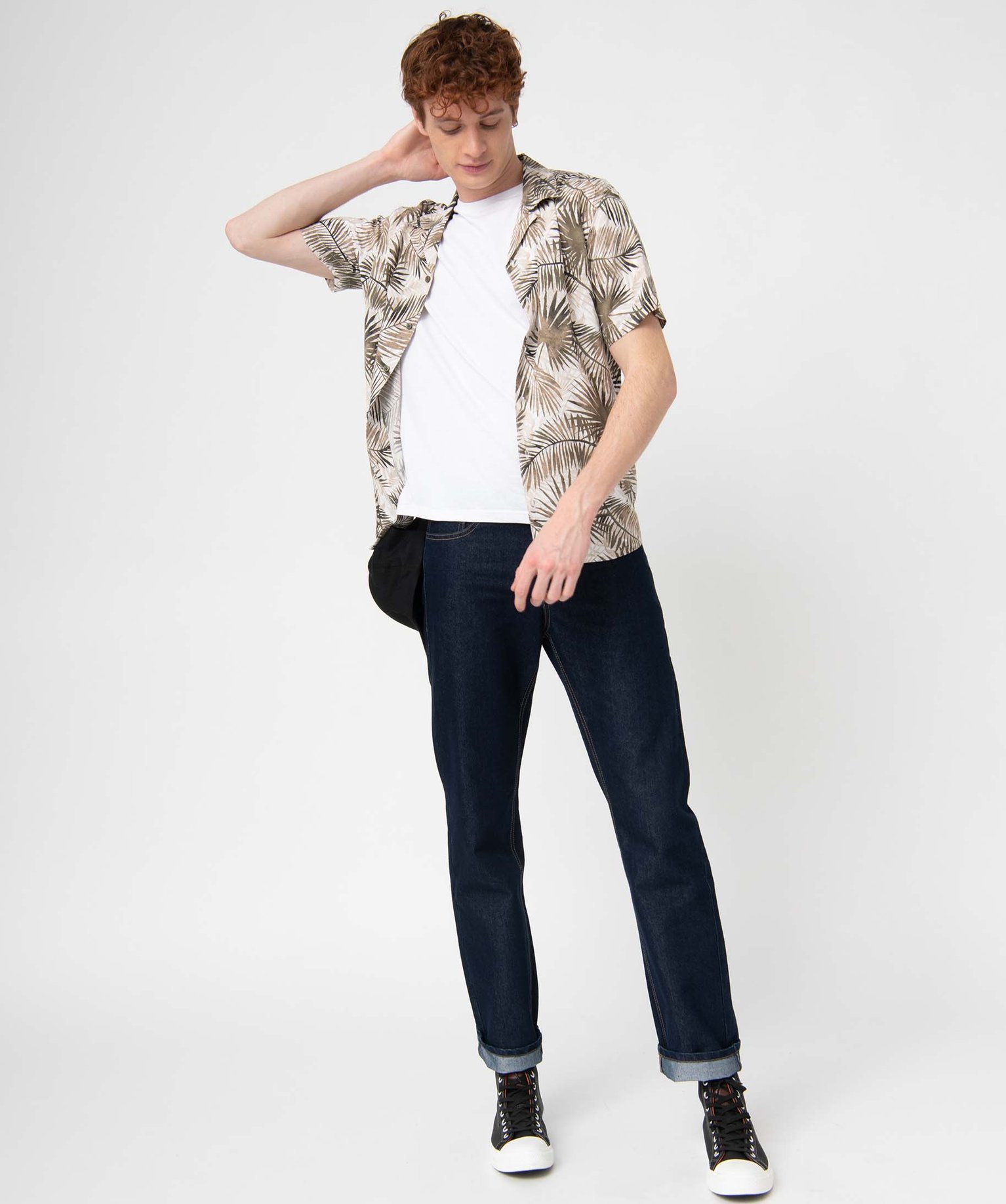 Chemise homme à manches courtes en viscose fluide imprimée imprime | GEMO