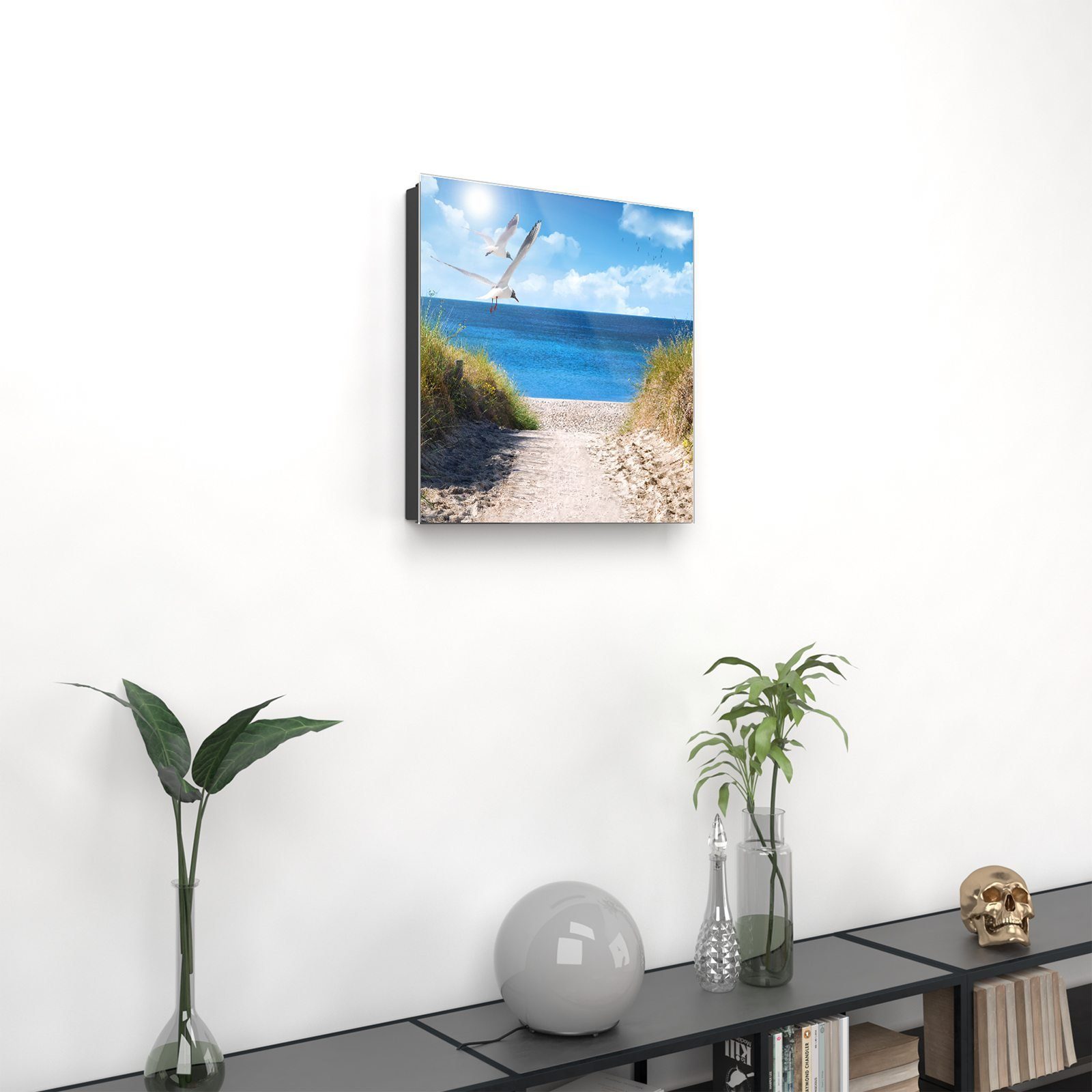 Primedeco Schlüsselkasten Magnetpinnwand mit Glasfront Möwen am Meer (1 St)