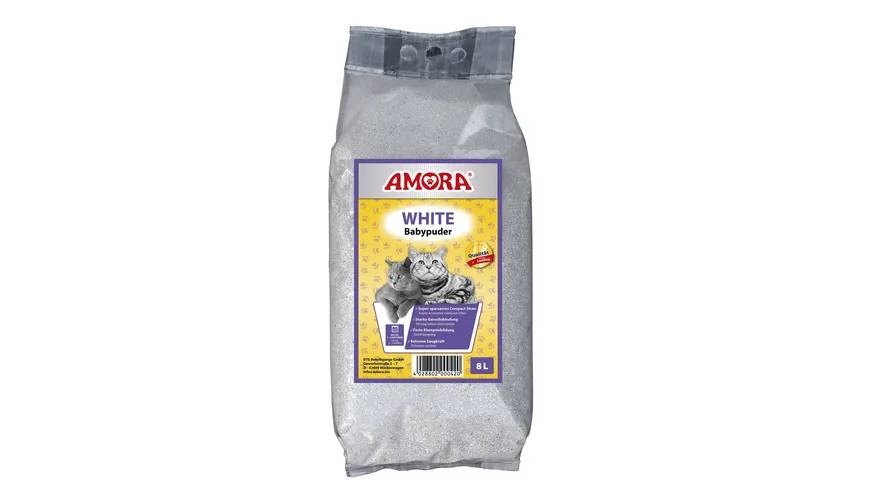 AMORA Katzenstreu White Compact Babypuder 8 l