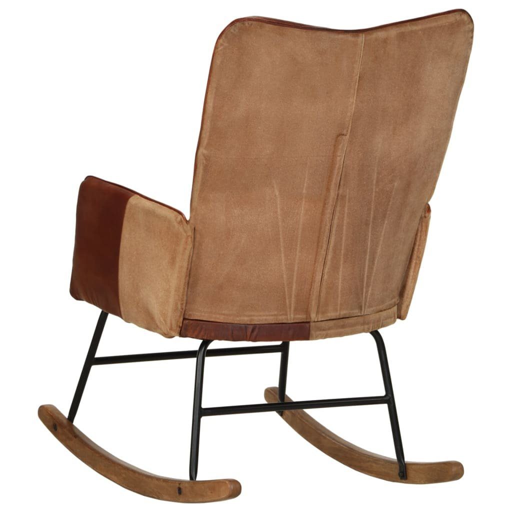 vidaXL Schaukelstuhl Schaukelstuhl Braun Echtleder und Canvas (1 St)