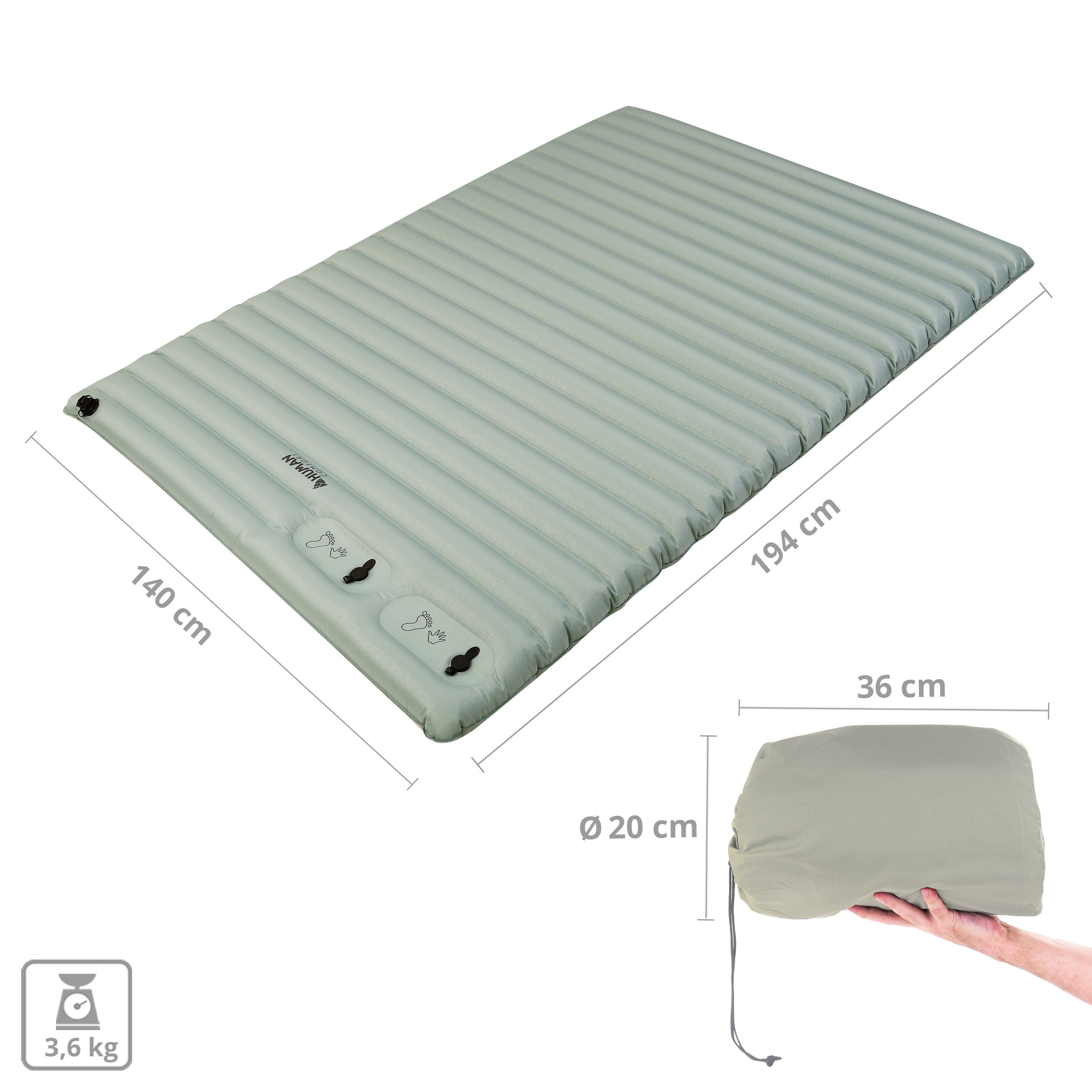 Human Comfort Luftbett Luftbett Durtal Double Isomatte, Camping Doppel Luftmatratze Pumpe