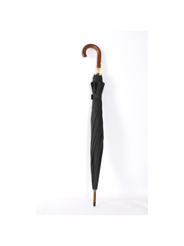 COFI 1453 Holzstockschirm ergomoischer hochwertiger Stockschirm in Schwarz in Schwarz günstig kaufen 116