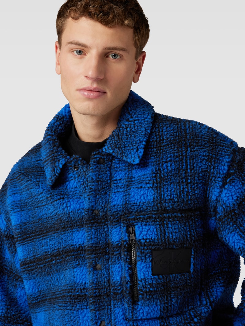 Hemdjacke mit Tartan-Karo in royalblau