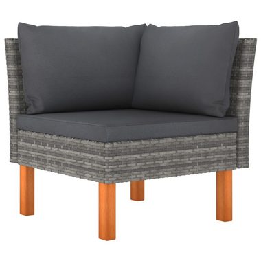 vidaXL Loungesofa 3-tlg. Garten-Lounge-Set Poly Rattan und Eukalyptus Massivholz, 1 Teile