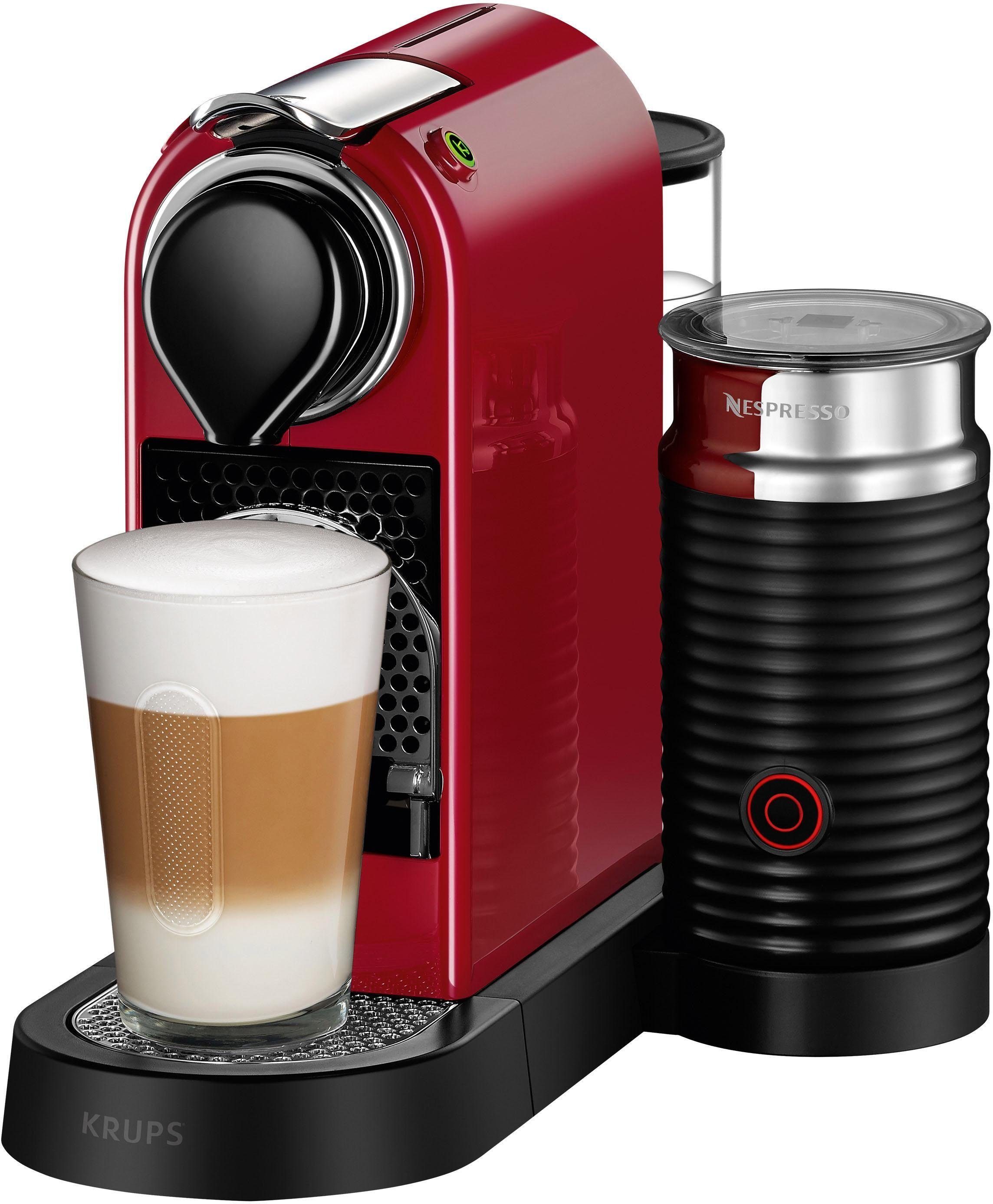 Nespresso Kapselmaschine XN7615 CitiZ & Milk von Krups, inkl. Aeroccino Milchaufschäumer, Willkommenspaket mit 7 Kapseln