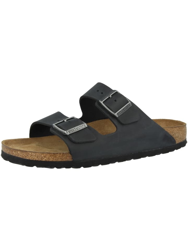 Birkenstock Sandale Arizona SFB Geöltes Nubukleder schmal in schwarz günstig kaufen