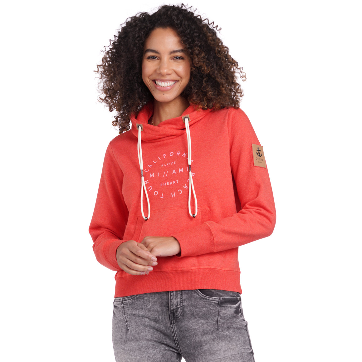 Damen Sweatshirt mit Print und Kordel
