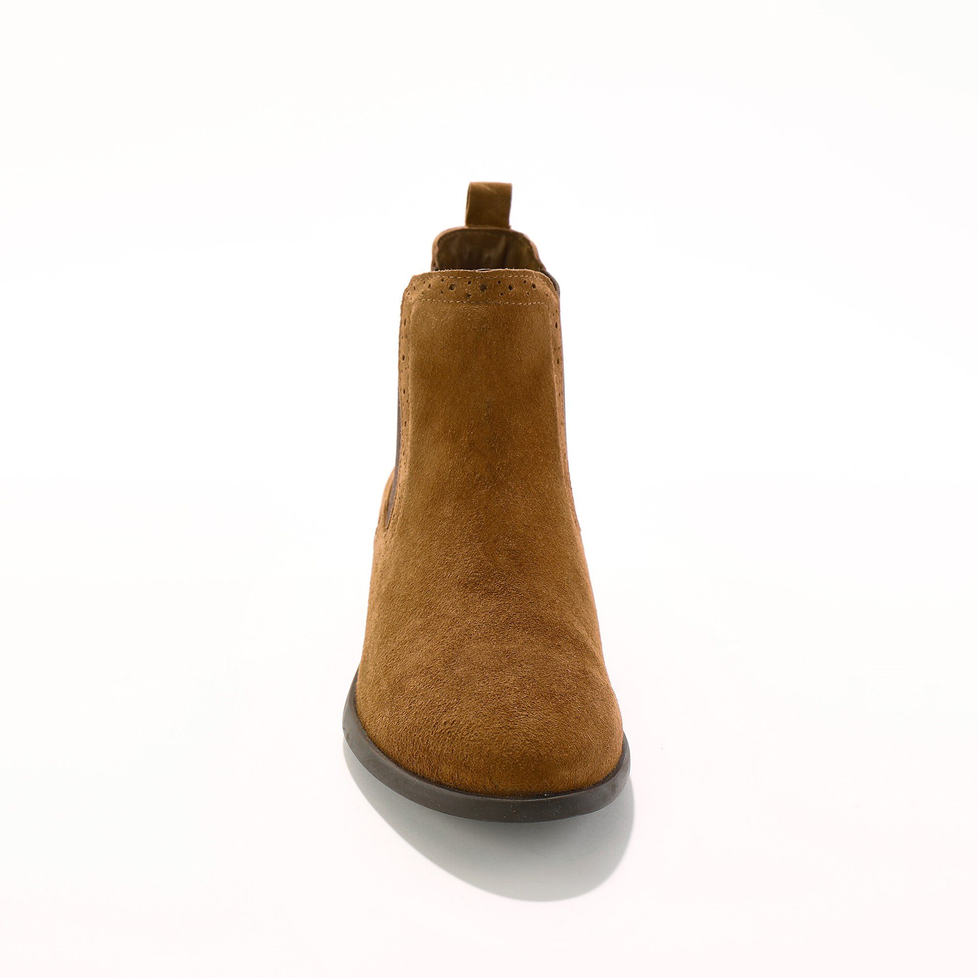 Boots élastiquées perforées Chelsea en croûte de cuir