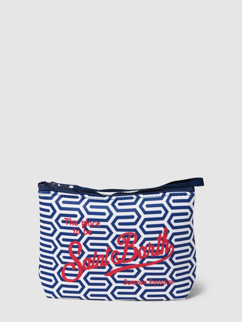 Kulturtasche mit Allover-Muster Modell 'ALINE SPONGE' in marineblau