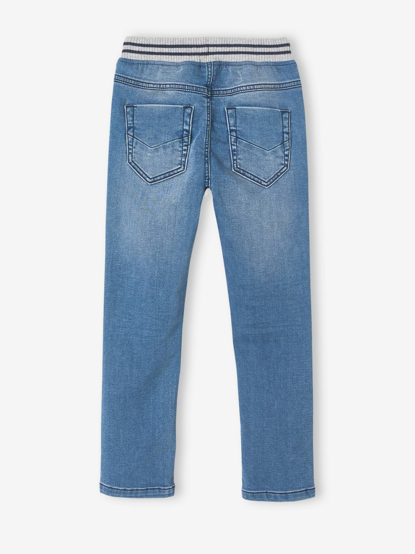 Jean droit en molleton effet denim facile à enfiler garçon double stone