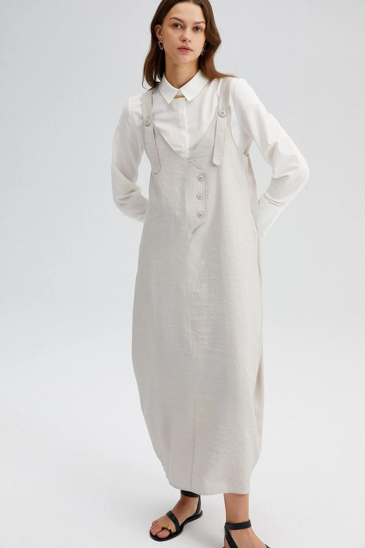 Touché Privé  Beige Weste – Knopfdetail – TOU10773