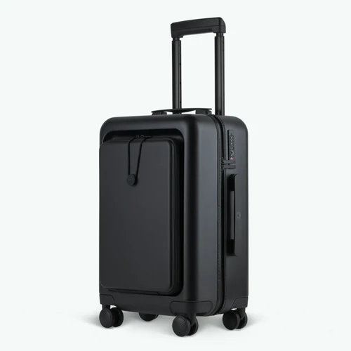 ORLY 4-wheel hard-shell suitcase, plain black pouch
