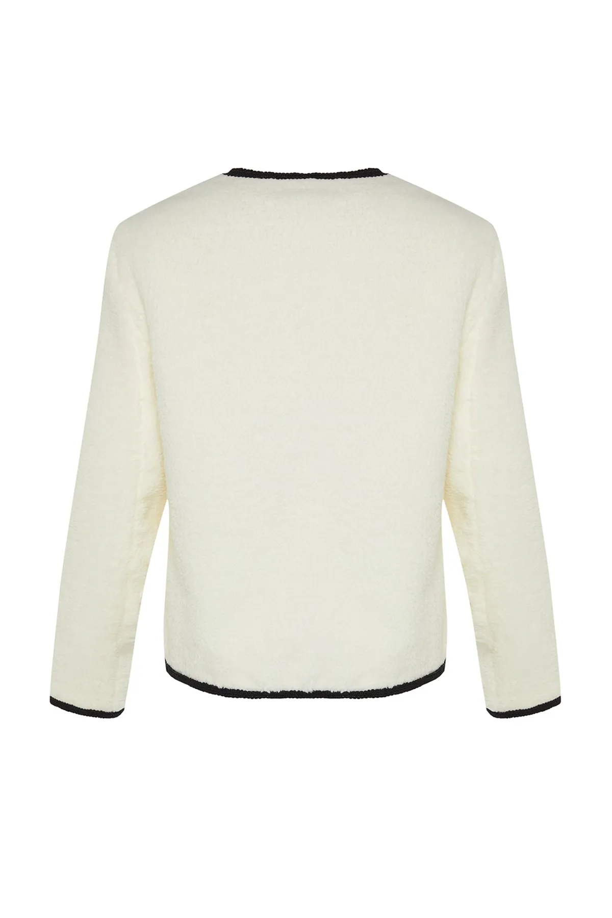 Trendyol Collection  Ecrufarbener Plüsch-Jackenmantel mit Taschendetail TWOAW24MO00010