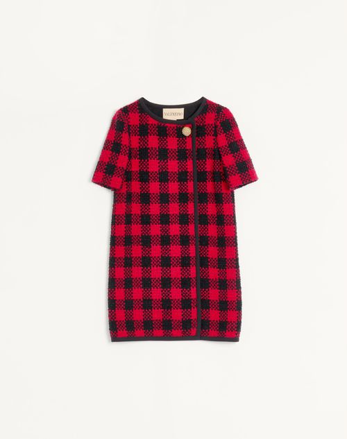 Vestido curto de tweed Damier