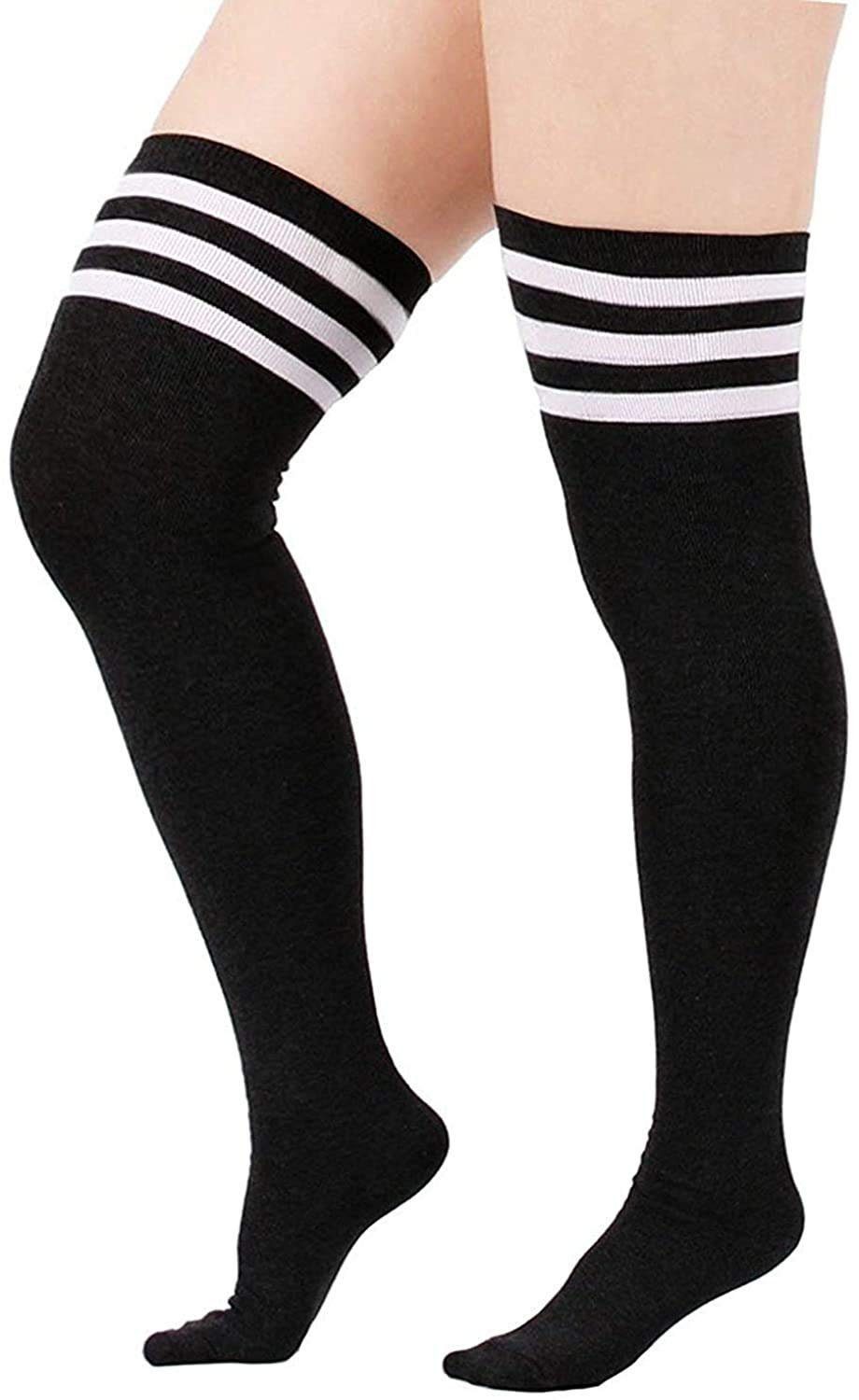 YYV Overknees Socken Extra Lange Damen, hohe Socken, lange Streifen Socken, lässige Tanzsocken, All-Match-Overknee-Strümpfe, hohe Strümpfe, Damensocken
