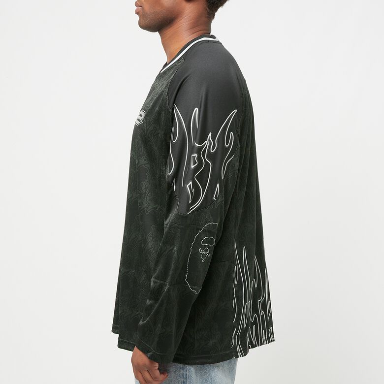 A Bathing Ape Flame Football Jersey M black
