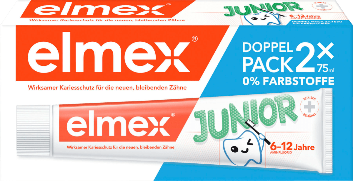 Zahnpasta Kinder Junior 6 bis 12 Jahre (2x75ml), 150 ml