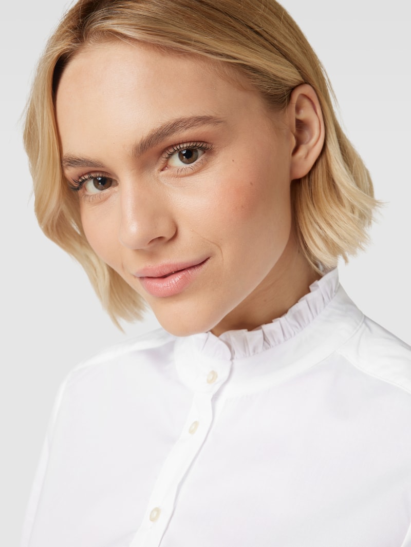 Bluse mit Rüschen Modell 'Basic' in weiß